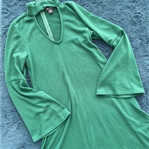 Karen Kane sweater dress with chest cut out and bell sleeves